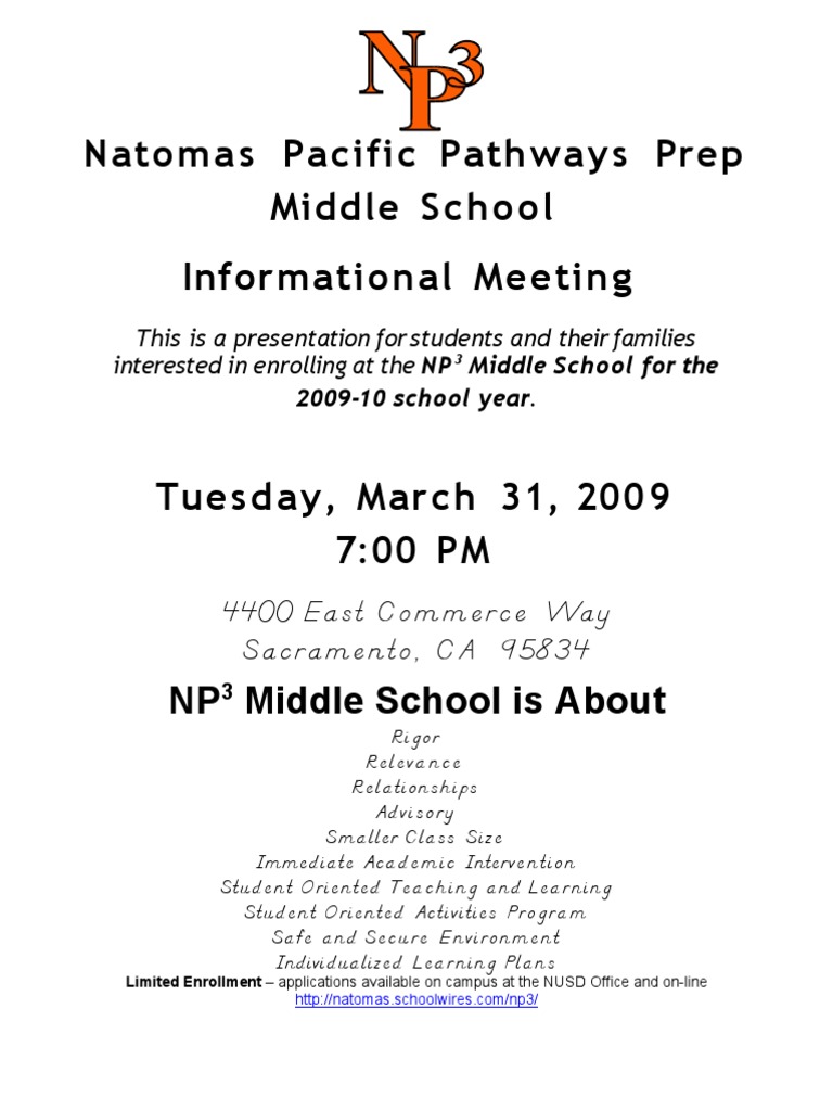 NP3 Middle School Open House Notice | PDF
