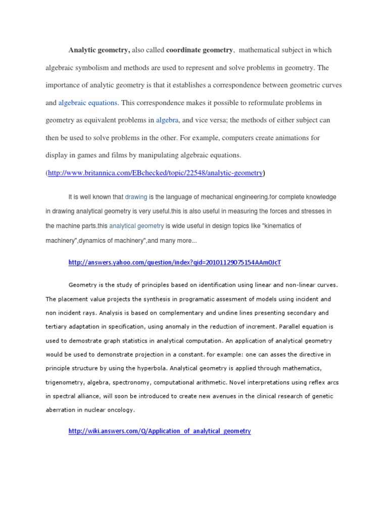 Analytic geometry problems picture