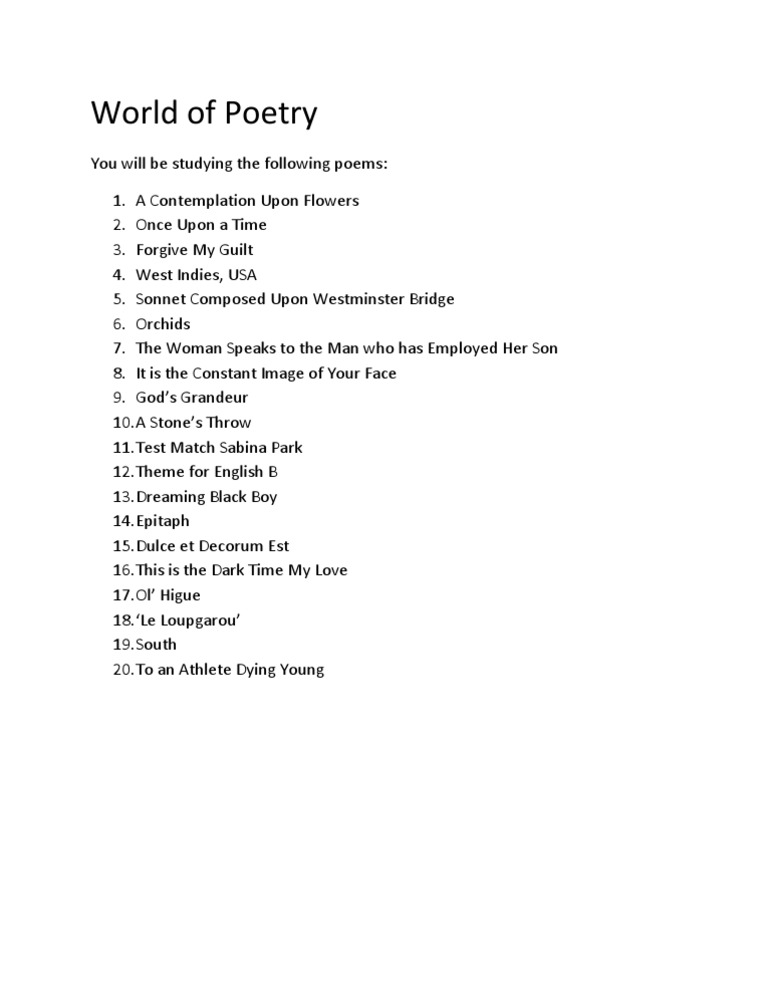 World Of Poetry Guide