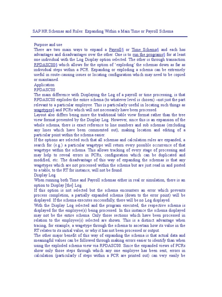 SAP HR Schemas and Rules PDF Calendar Holidays