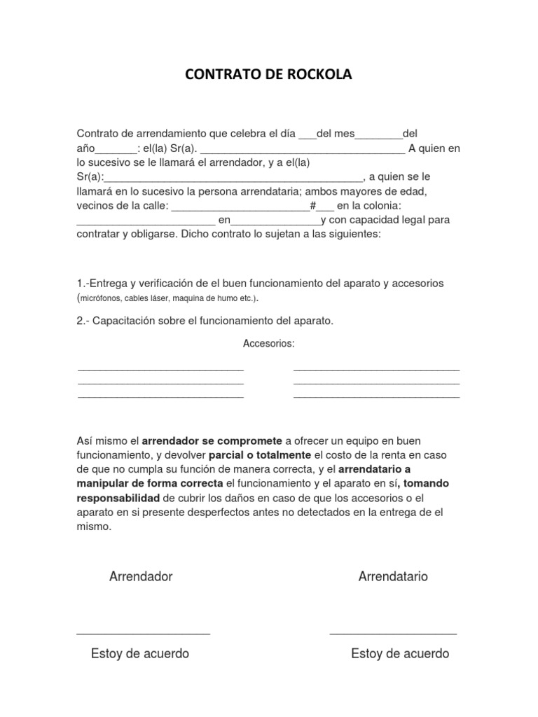 Contrato de Rockola