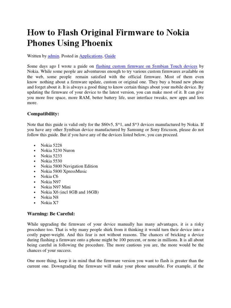 Flashing Nokia Firmware with Phoenix Tool | PDF | Computer File ...