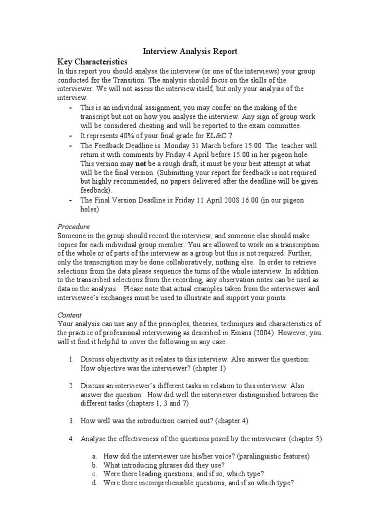 Interview Analysis Report | Download Free PDF | Citation | Linguistics