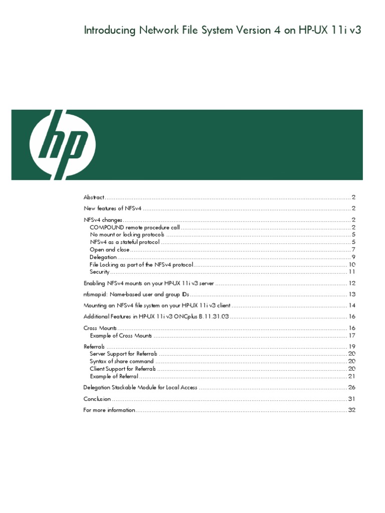 Introducing Network File System Version 4 on HPUX 11i v3 File System