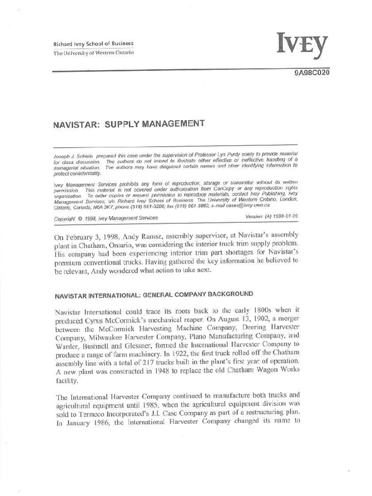 Navistar International Case Study | PDF | Language Arts & Discipline ...