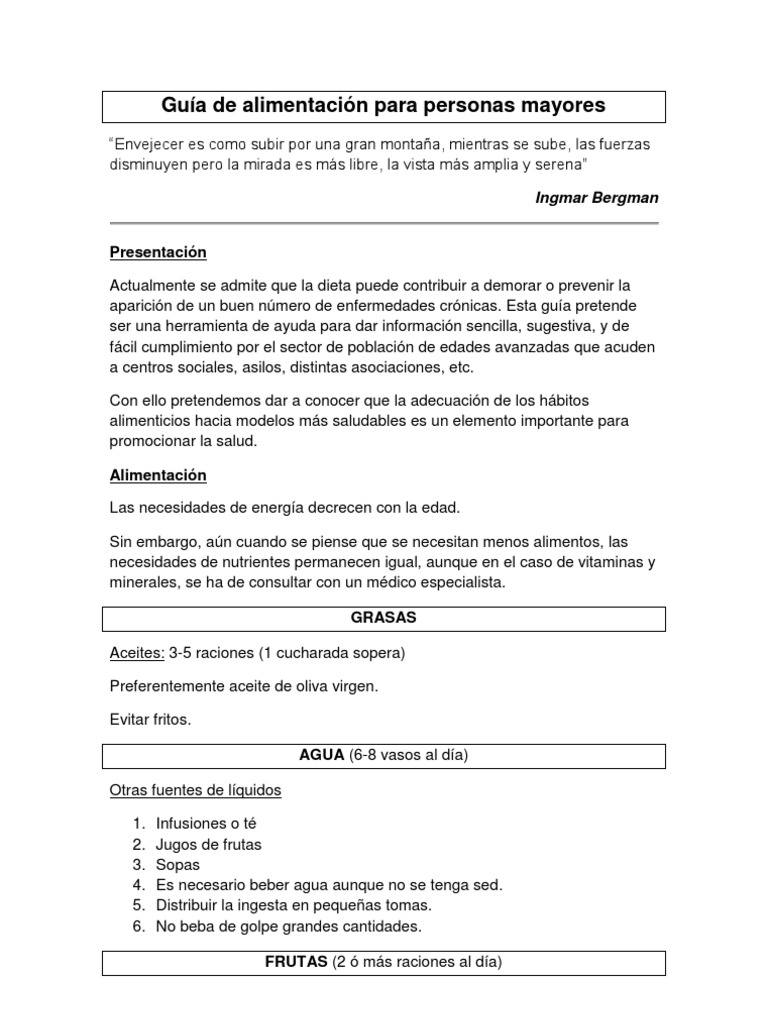 Guia de Alimentacion para Personas Mayores | PDF | Dieta | Alimentos