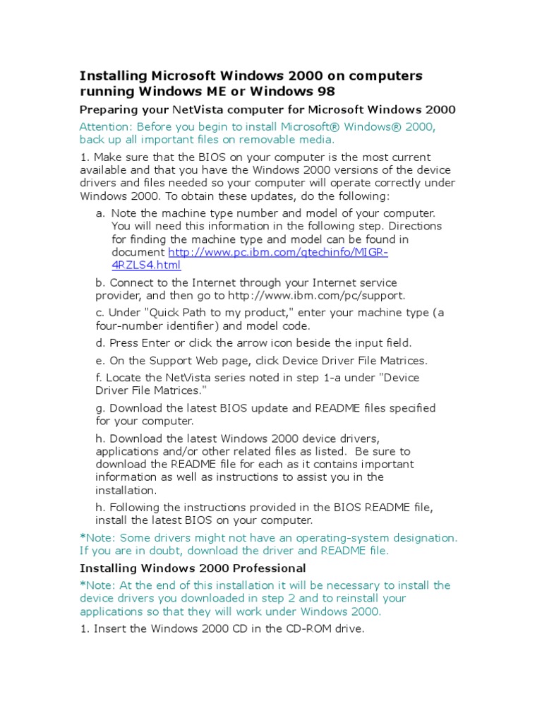 Windows 2000 Upgrade Instructions | PDF | Windows 2000 | Booting