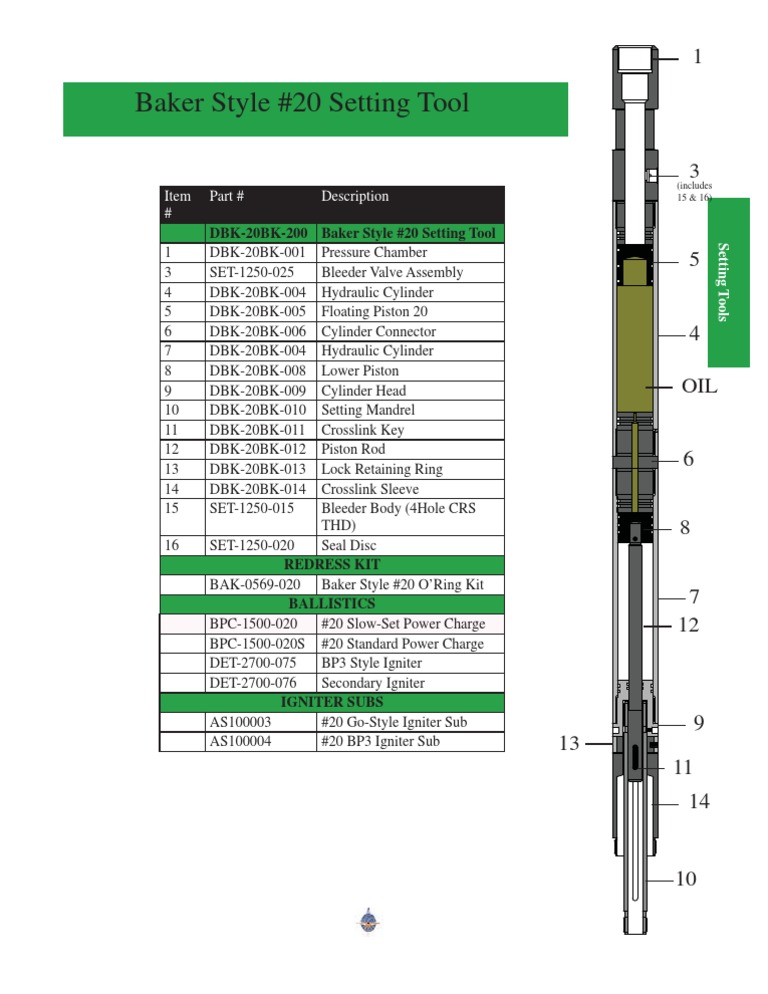 Baker Style 20 Setting Tool Cylinder (Engine) Piston