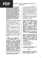 Revoltas na República Velha - Oligárquica - Questões de Vestibulares