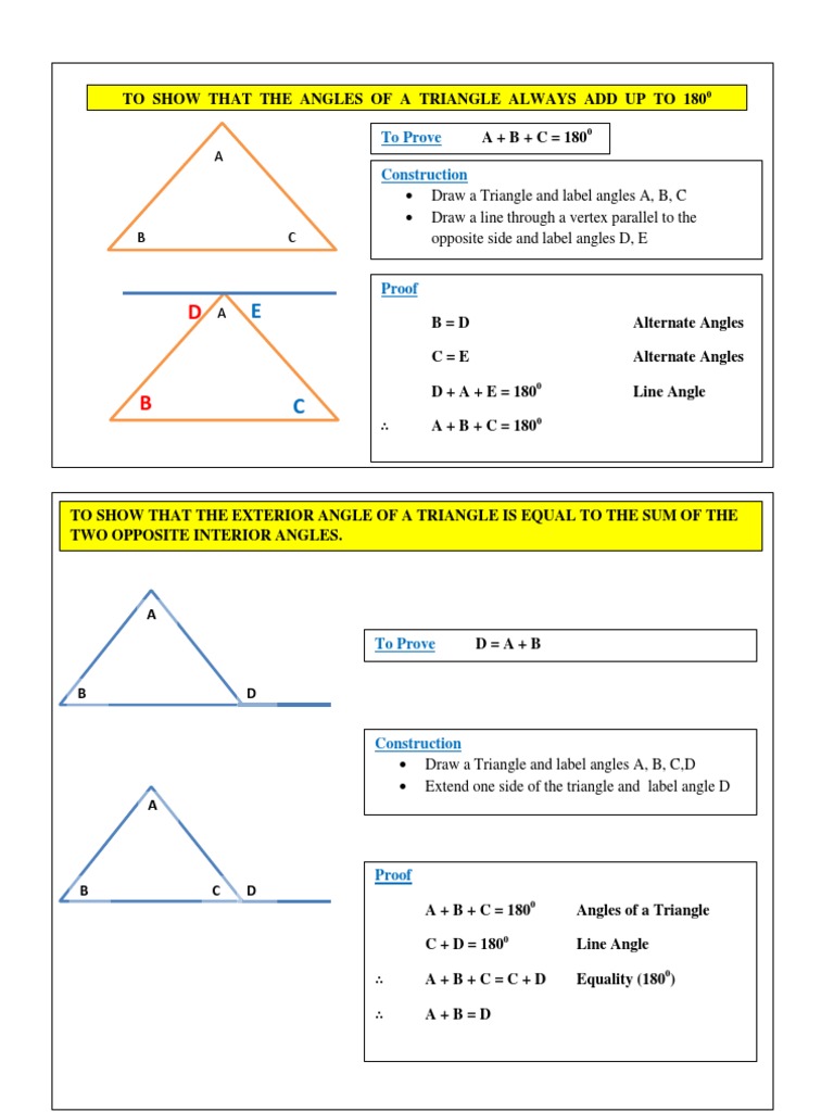 Triangle Angle Sum Theorem Proof | PDF