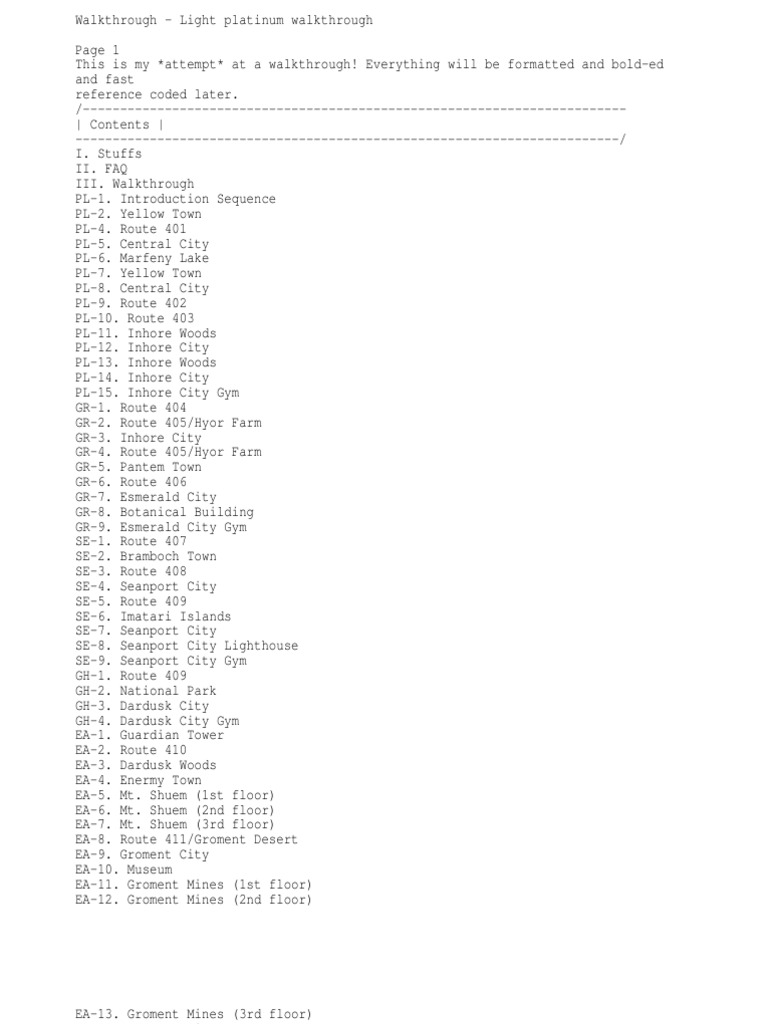 Pokemon Platinum :: Full Walkthrough