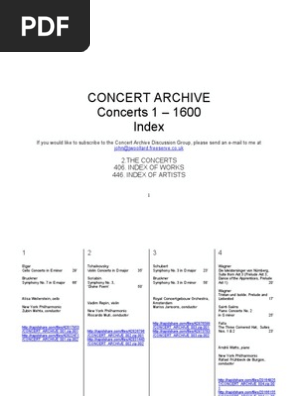 Concert Archive Catalogue 1600 Pdf Classical Musicians Vocal Music