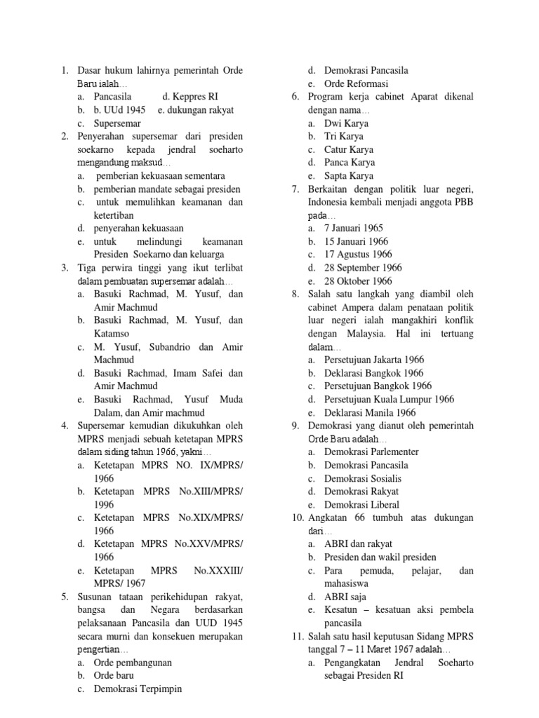 21++ Landasan hokum lahirnya orde baru adalah ideas