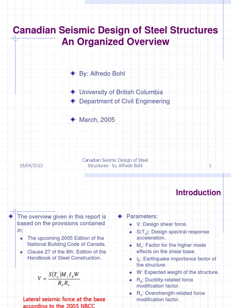 Canadian Seismic Design for Steel Structures | PDF | Beam (Structure ...