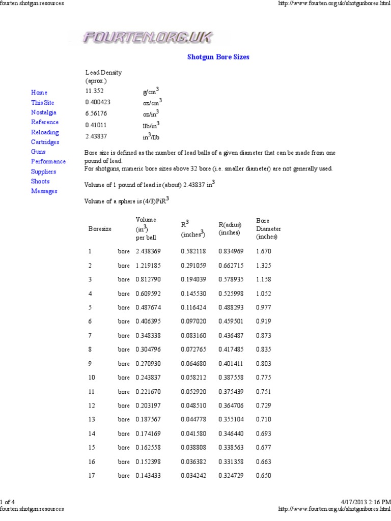Shotgun Bore Sizes PDF