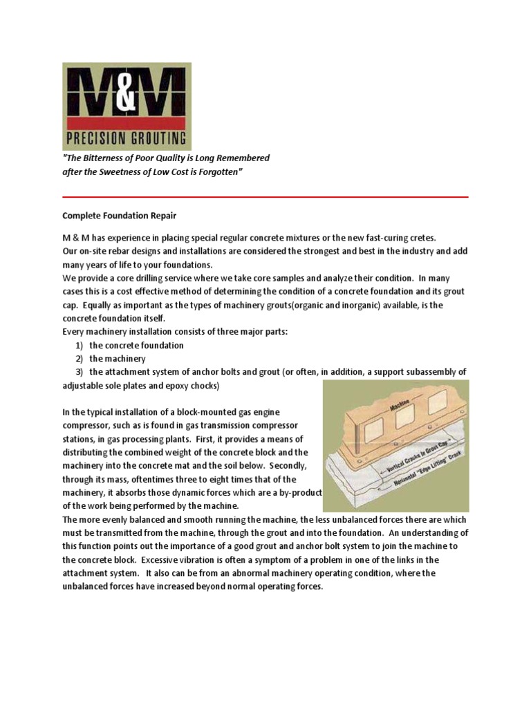 Foundation Repair for Machinery Stability | PDF | Concrete | Screw