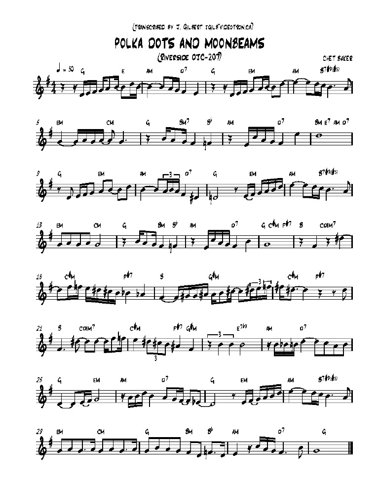 Chet Baker Polka Dots And Moonbeams Pdf