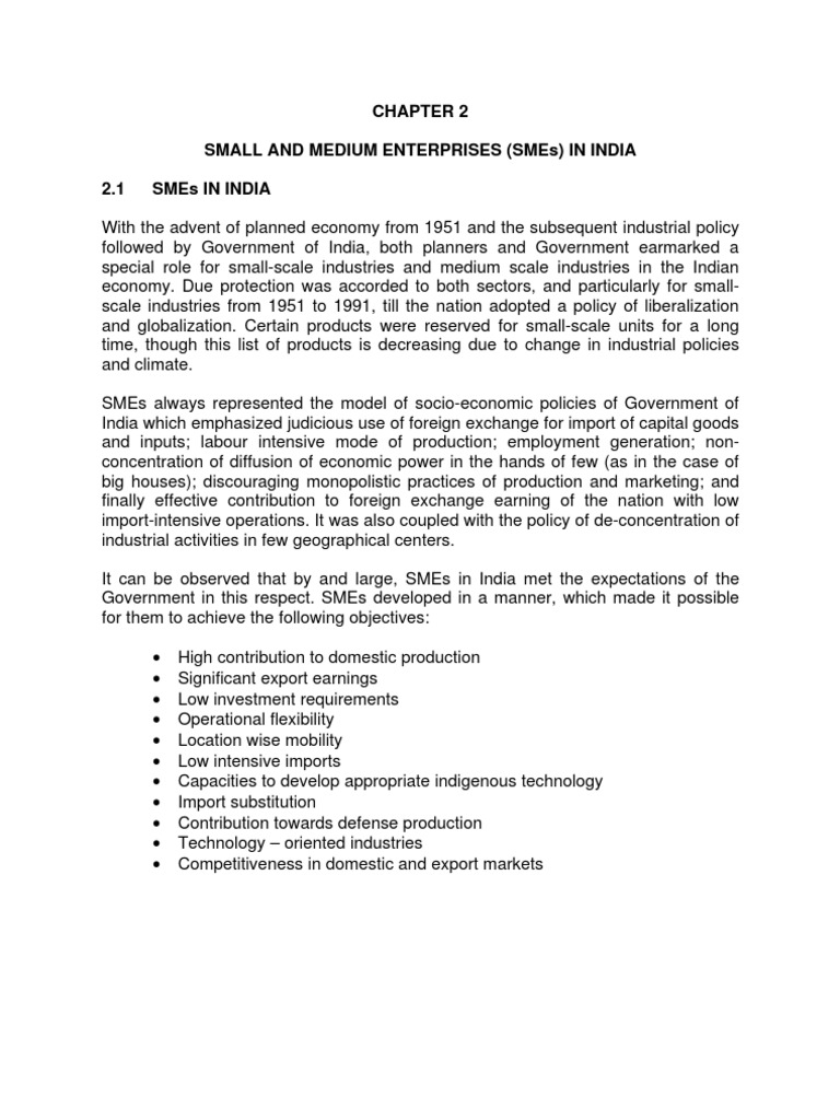 Small and Medium Enterprises (Smes) in India 2.1 Smes in India | PDF