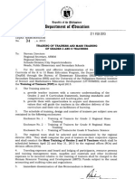 DepEd Memo No. 34, S. 2013-Training of Trainers and Mass Training of Grades 2 and 8 Teachers
