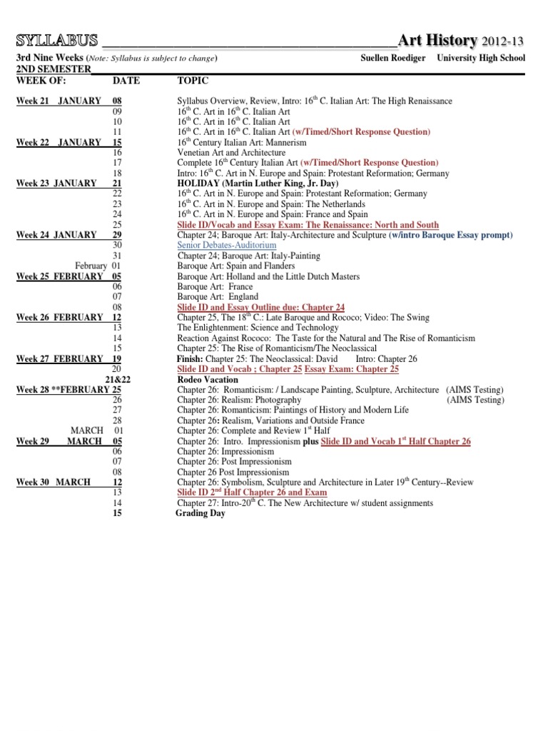 Ap Art History Syllabus Pdf Baroque Abstract Art