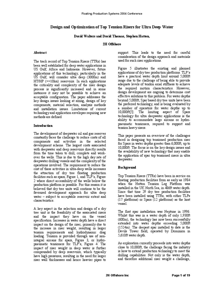 Design and Optimization of Top Tension Risers For Ultra Deep Water ...