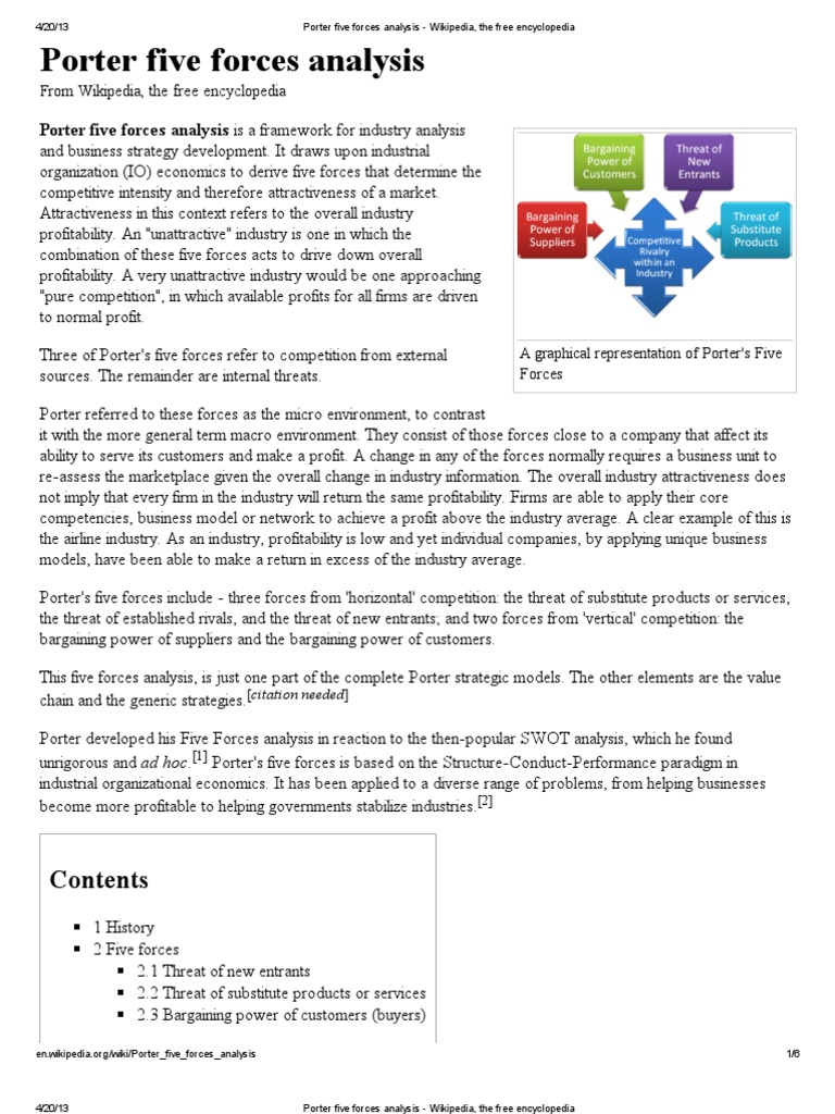Porter Five Forces Analysis - Wikipedia, The Free Encyclopedia PDF ...