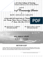 Certificate of Community Service: Roy Angelo Abapo