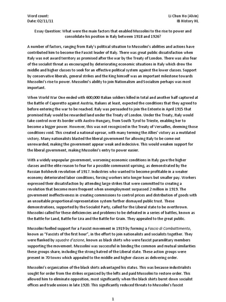 Mussolini fascism essay picture