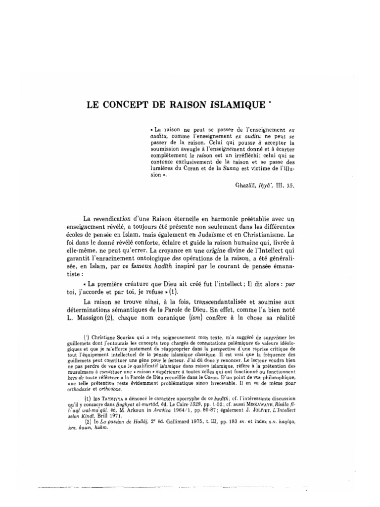 Raison Islamique : Concepts et Défis | PDF | Raison | Dieu
