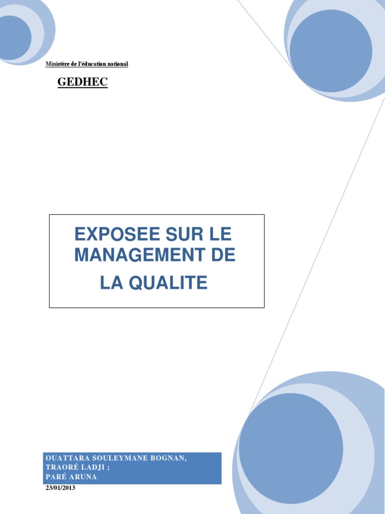 Management de la qualité en entreprise | PDF