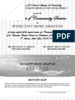Certificate of Community Service: Hyiecent Rose Abastas