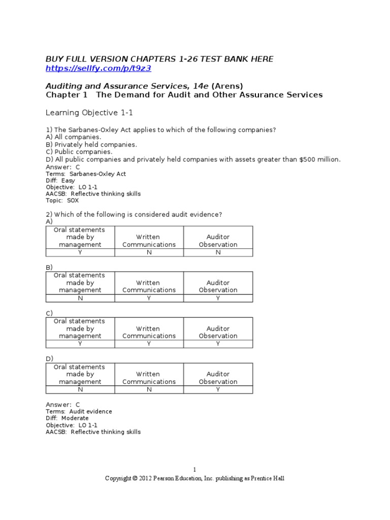 Auditing Arens 14e Chapter 1 | PDF | Audit | Financial Audit