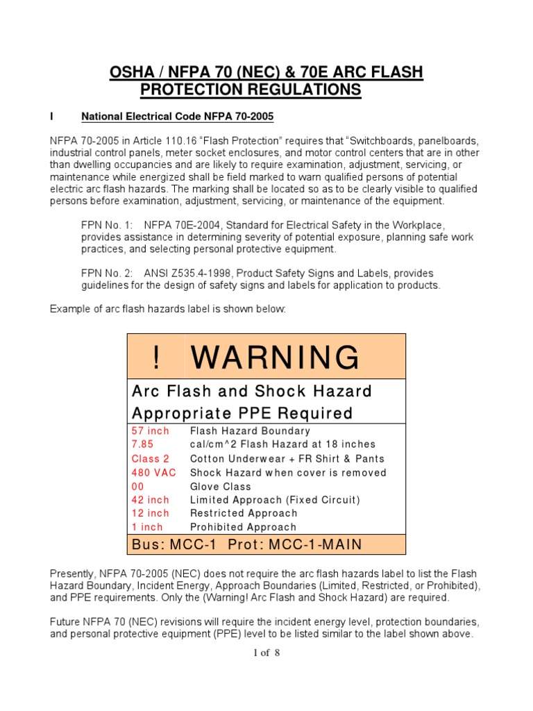 Arc Flash Regulation | PDF | Personal Protective Equipment ...