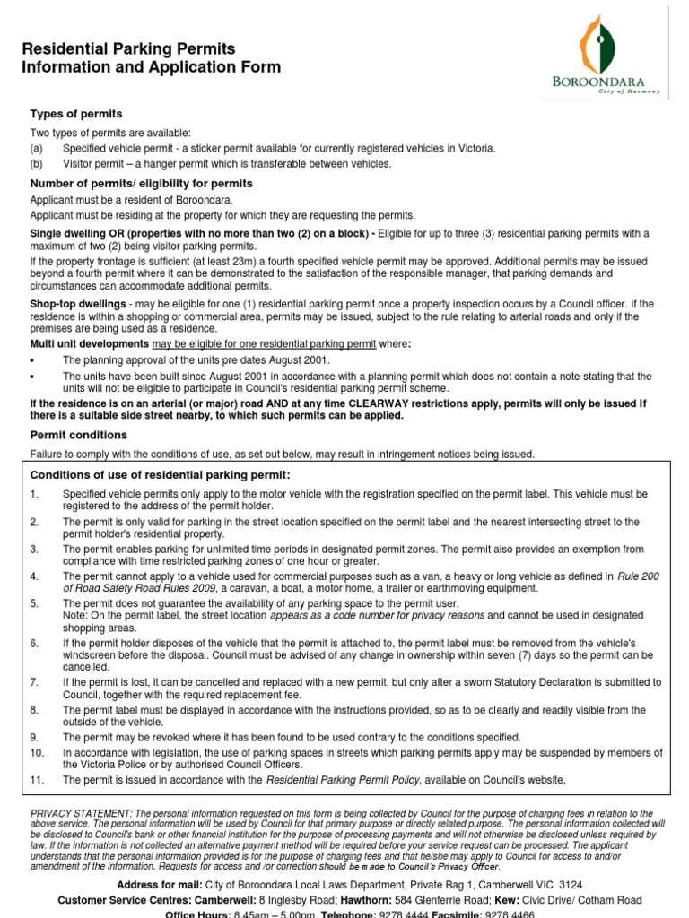 Boroondara Residential Parking Permits | PDF