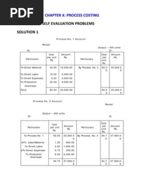 Solutions Numerical Problems Chapter 10 Process Costing Cost Cost Of Goods Sold
