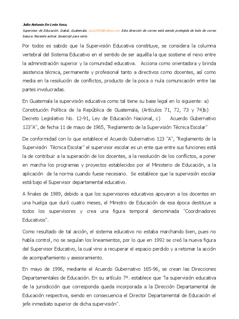 Reglamento De La Ley De Educacion Nacional De Guatemala
