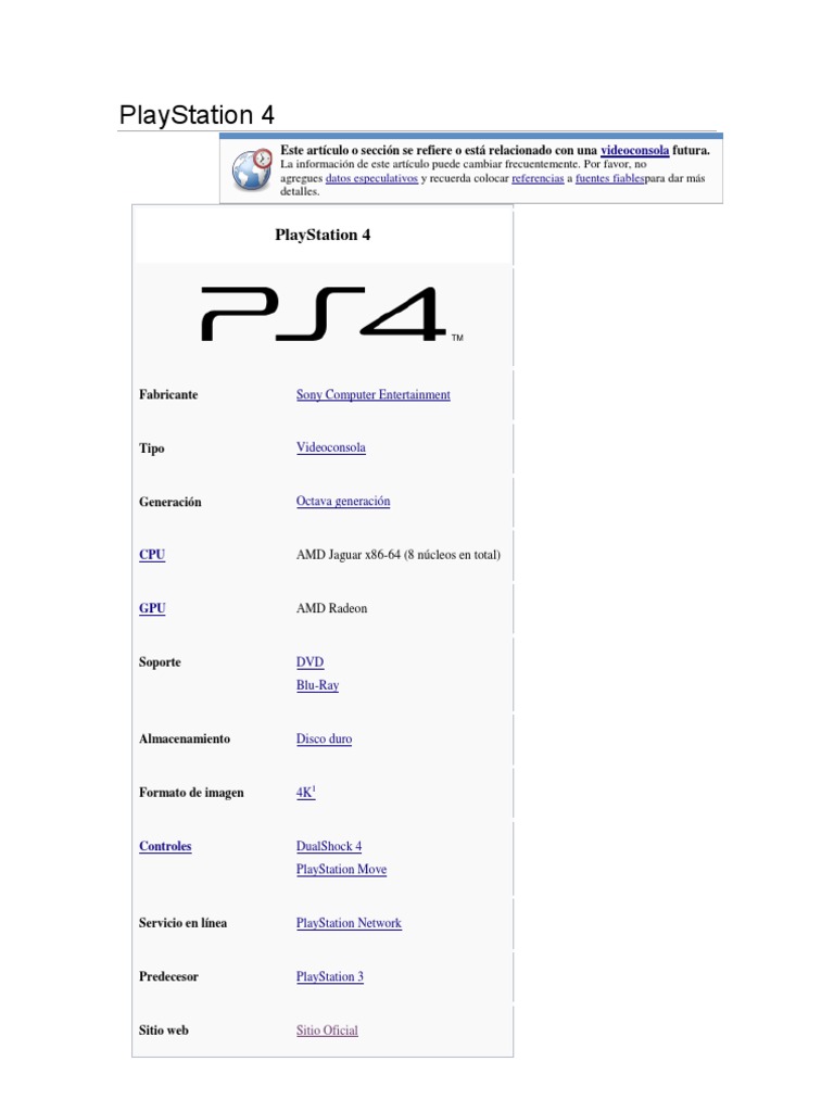 PlayStation 4 | PDF | Xbox 360 | Juegos de consolas
