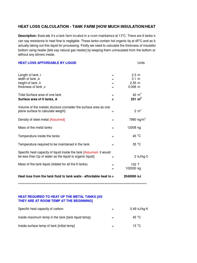 Heat Loss Tank Farm | PDF | Thermal Insulation | Heat