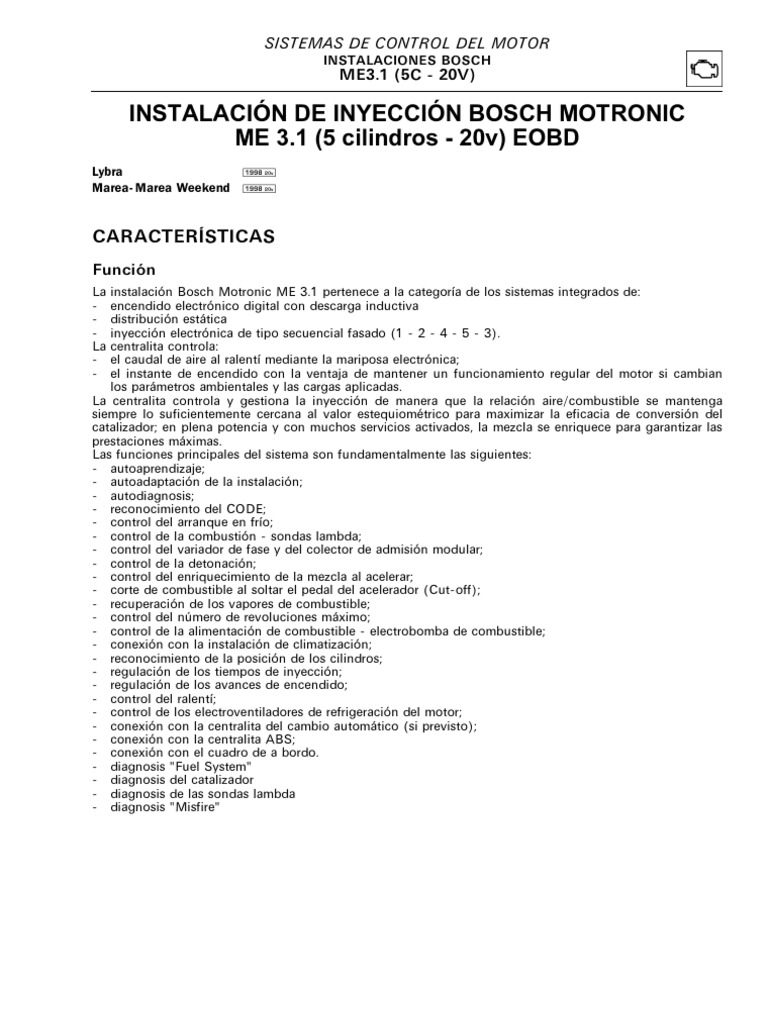 EXTRA INYECCIÓN BOSCH MOTRONIC ME 3.1 5 Cil | PDF