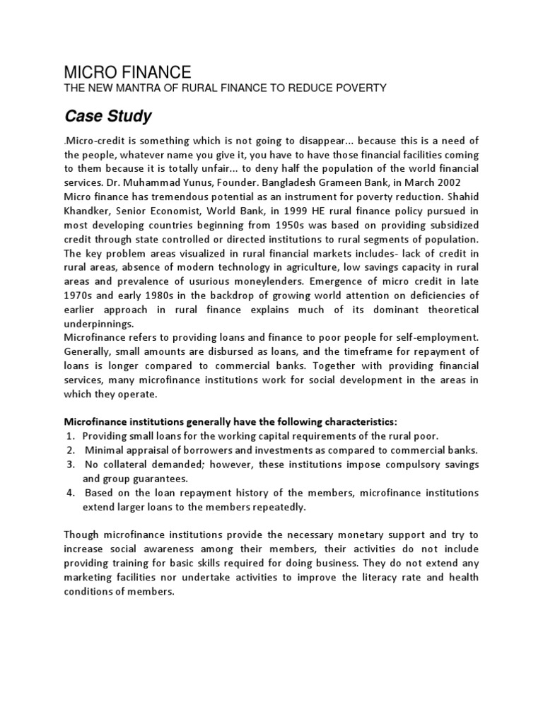 Microfinance: Empowering Rural Poor | PDF | Grameen Bank | Microfinance