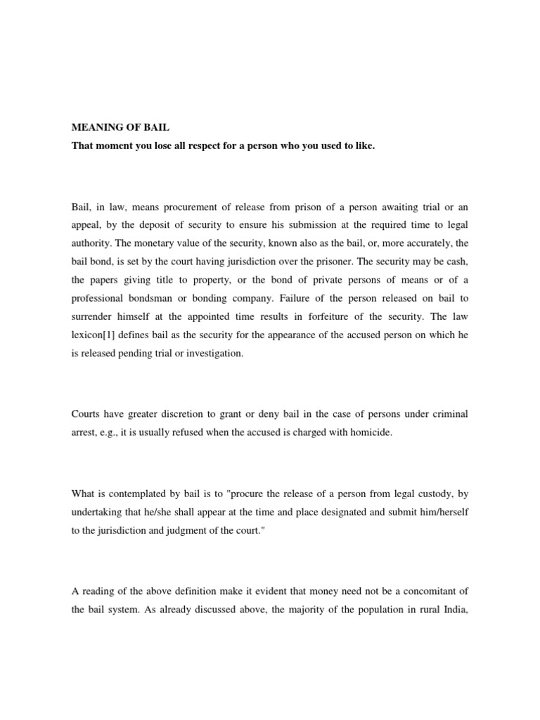 Meaning of Bail Bail Deviance (Sociology)