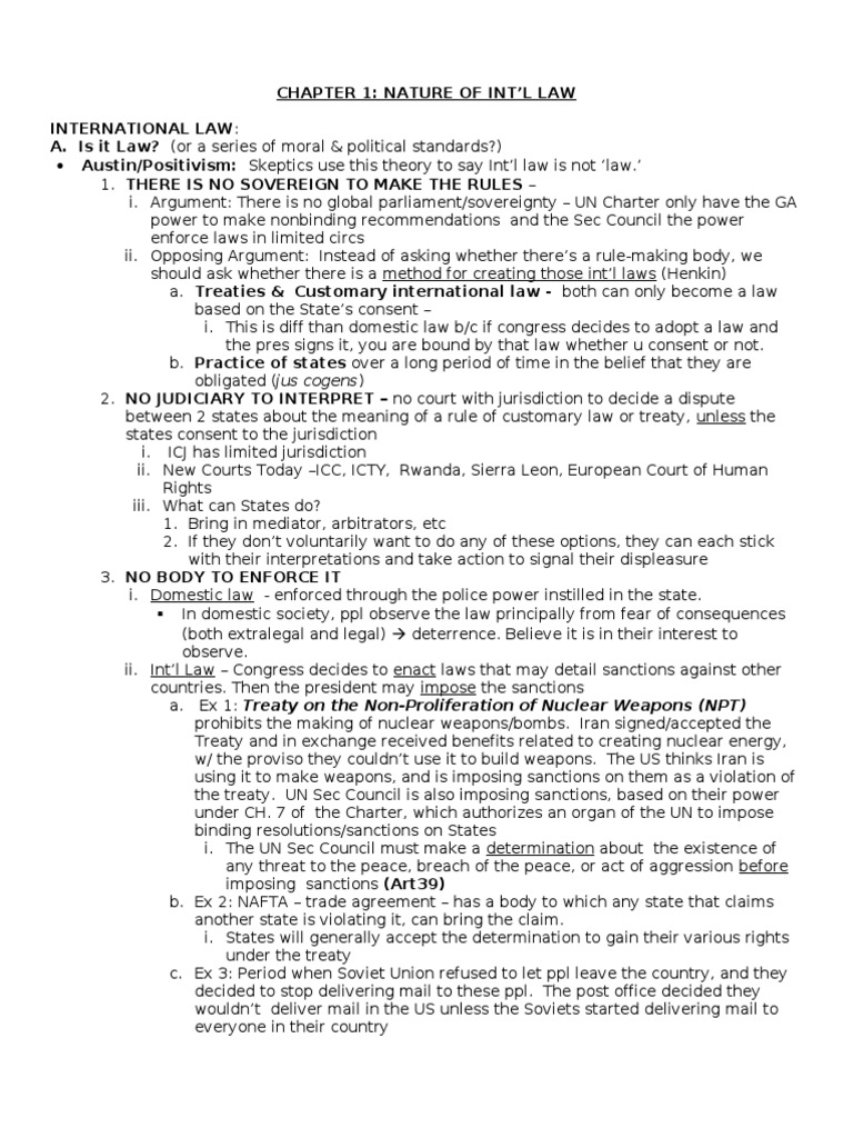 International Law Notes | PDF | Treaty | Public International Law