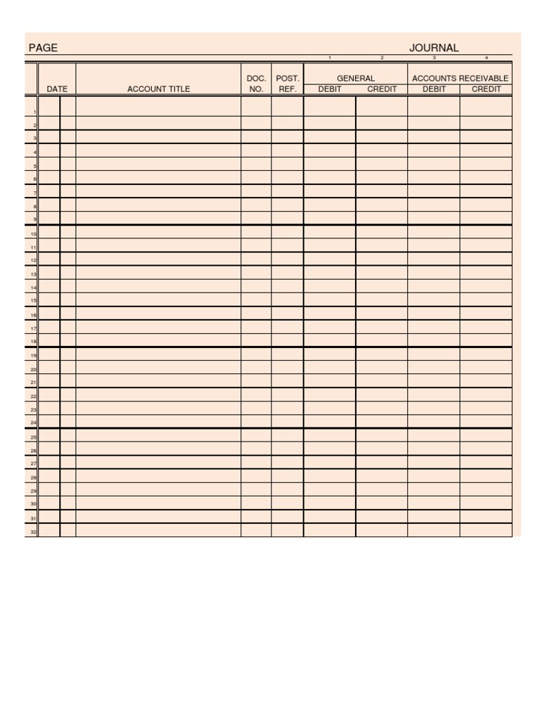 Accounts Receivable Journal Template | PDF