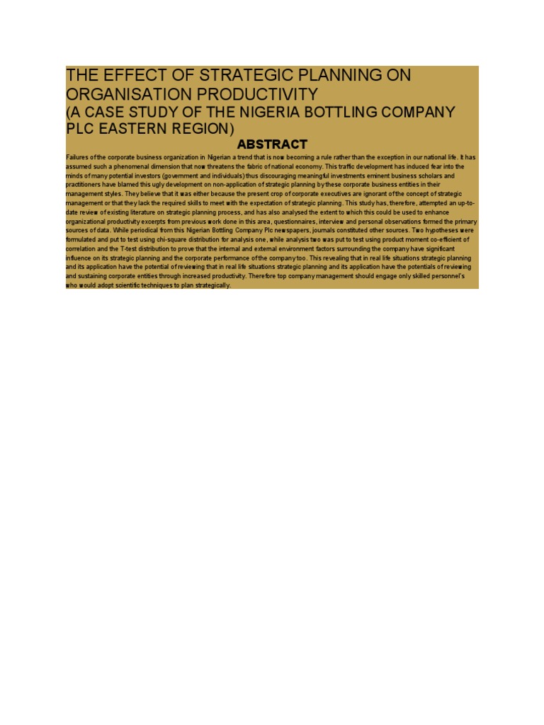 Strategic Planning and Productivity Boost | PDF | Strategic Management ...
