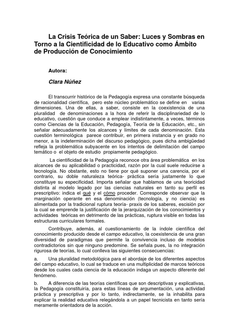 Crisis de la Cientificidad en Pedagogía | PDF | Science | Conocimiento