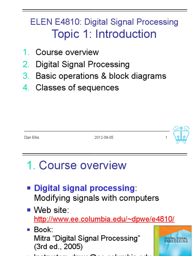 Signal Processing Columbia Download Free PDF Discrete Fourier