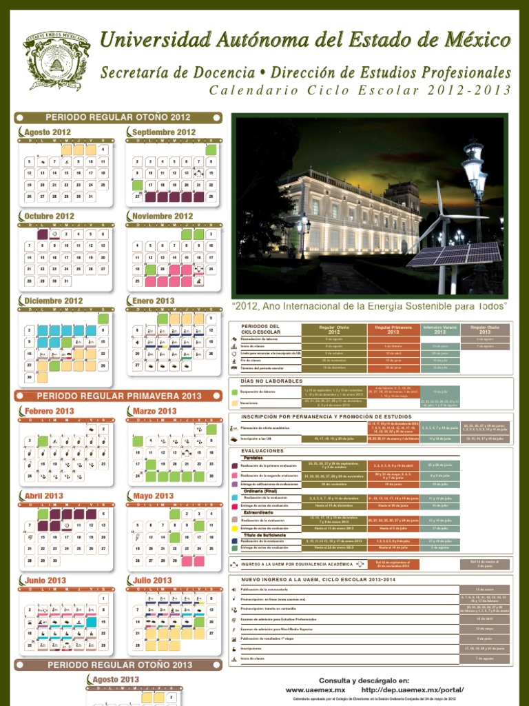 Calendario UAEM PDF Calendario Escuelas