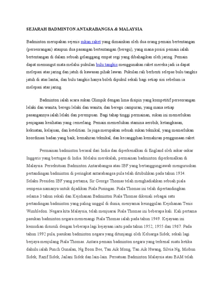 Sejarah Badminton  PDF