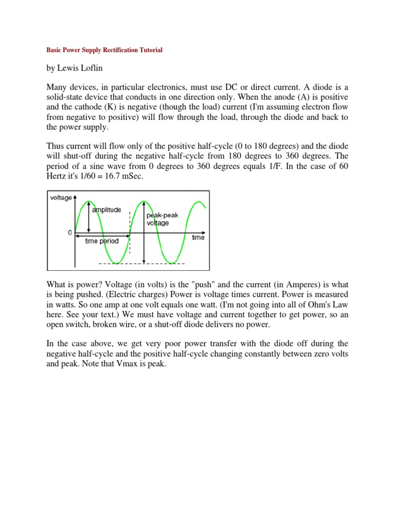 Power Supply Notes PDF Rectifier Electronic Circuits