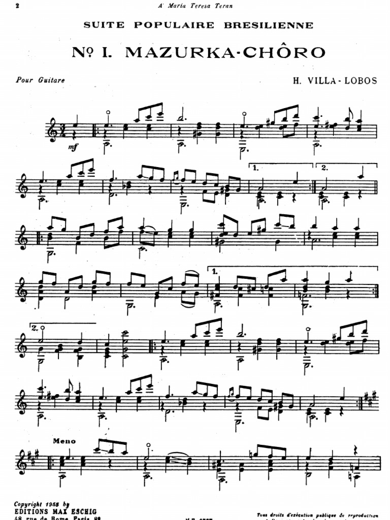Villa Lobos Suite Populaire Bresilienne Pdf